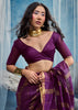 Plum Purple Woven Munga Cotton Saree