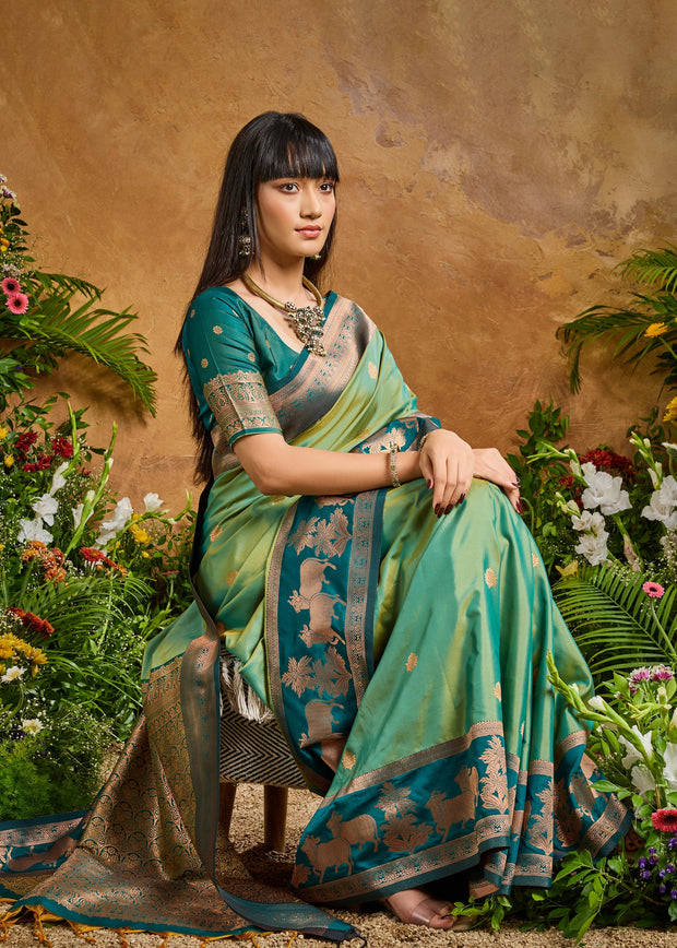 Fair Green Woven Banarasi Silk Saree