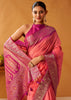 Peach Pink Woven Banarasi Cotton Silk Saree