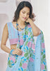 Pastel Blue Woven Linen Silk Saree