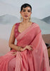 Flamingo Pink Woven Cotton Saree