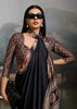 Ink Black Printed Satin Silk Saree