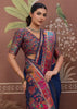 Midnight Blue Woven Cotton Kashmiri Jamewar Saree