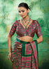 Green And Pink Printed Satin Silk Saree