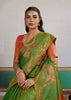 Summer Green Woven Silk Saree With Contrast Blouse
