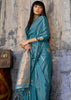 River Blue Woven Banarasi Satin Silk Saree