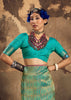 Peacock Green Woven Kanjivaram Silk Saree