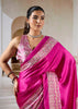 Princess Pink Printed Satin Silk Saree