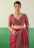 Deep Red Printed Satin Silk Saree