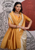 Mustard Border Ivory Woven Banarasi Silk Saree