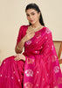 Delight Pink Woven Bronze Zari Paithani Silk Saree