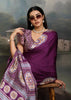 Wine Purple Printed Satin Silk Saree
