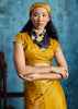 Ochre Yellow Woven Banarasi Satin Silk Saree