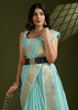 Sea Green Woven Soft Silk Saree