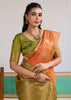Bright Orange Woven Tussar Silk Saree