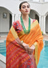Orange Woven Silk Saree With Patola Pallu