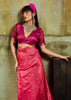 Peach Pink Banarasi Tusser Silk Saree