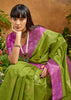 Grass Green Woven Cotton Silk Saree