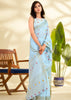 Sky Blue Woven Linen Silk Saree