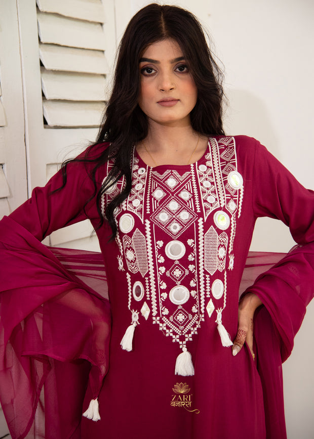 Plum Mirror Lattice Suit Set (10702036074689)