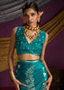 Teal Blue Banarasi Satin Silk Saree