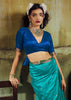 Teal Blue Banarasi Tusser Silk Saree