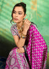 Orchid Purple Printed Satin Silk Saree