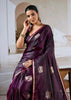 Wine Purple Banarasi Satin Silk Saree
