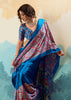 Swedish Blue Printed Satin Silk Saree