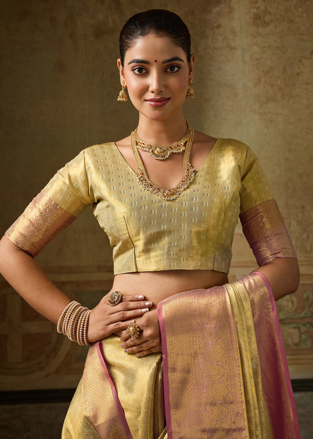 Sunny Yellow Woven Kanjivaram Silk Saree