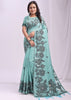 Radiance Blue Woven Cotton Linen Silk Saree
