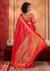 Cherry Red Woven Banarasi Silk Saree