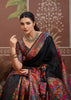 Pirate Black Woven Cotton Kashmiri Jamewar Saree