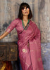 Mauve Pink Woven Banarasi Satin Silk Saree