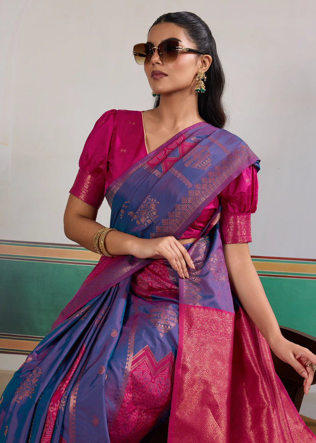 Lilac Purple Banarasi Silk Saree
