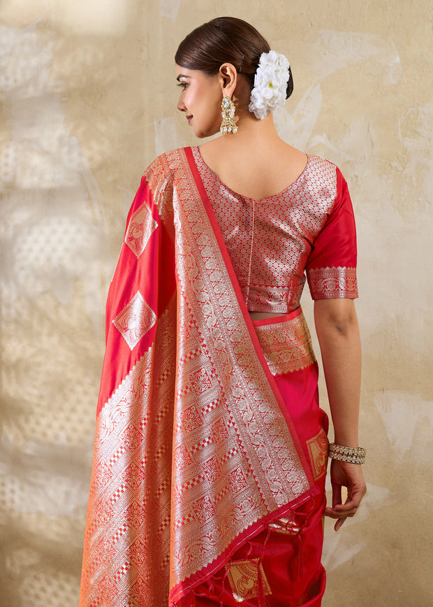 Bridal Red Woven Banarasi Silk Saree