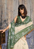 Antique Green Printed Cotton Silk Saree