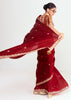 Maroon Designer Embroidered Tissue Saree