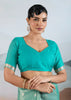 Ocean Green Woven Banarasi Tissue Silk Saree