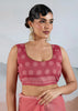Flamingo Pink Woven Cotton Saree