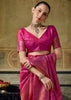 Magenta Pink Woven Banarasi Silk Saree