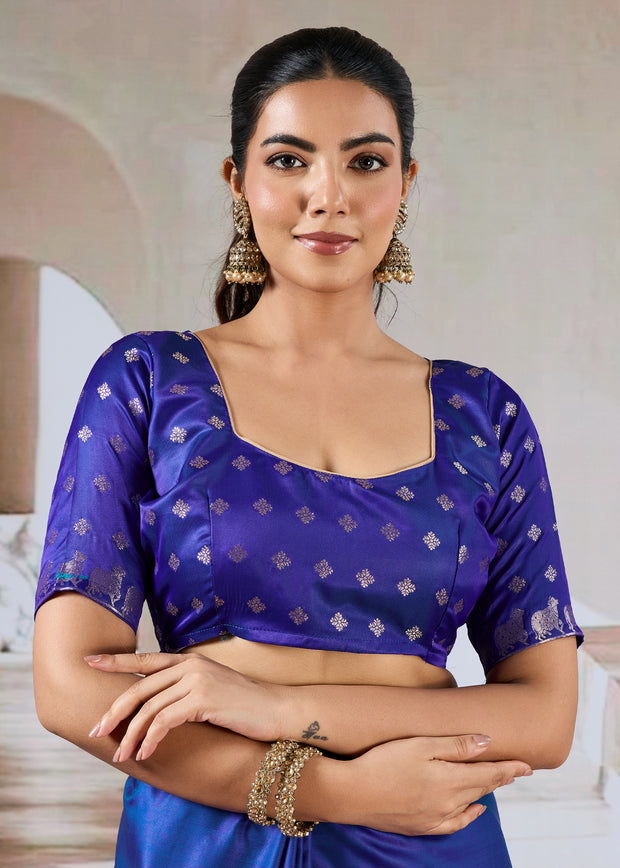 Royal Blue Banarasi Satin Silk Saree