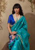 Peacock Blue Woven Cotton Silk Saree