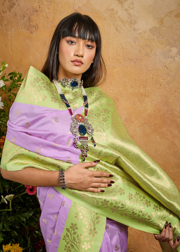 Lilac Purple Woven Soft Silk Saree