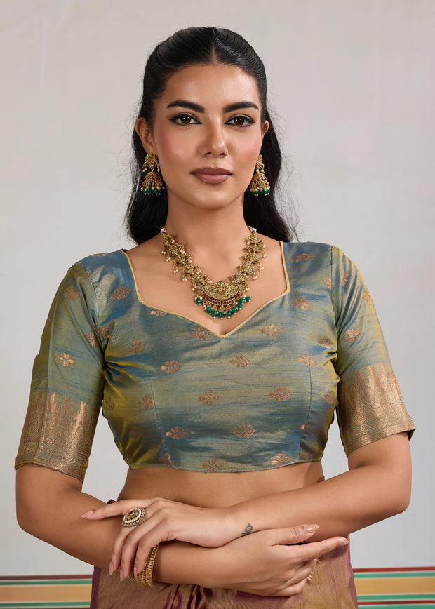 Hazel Brown Woven Tussar Silk Saree