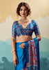 Swedish Blue Printed Satin Silk Saree