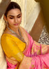 Bloom Pink Woven Banarasi Designer Silk Saree With Contrast Blouse