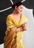 Dusky Yellow Woven Linen Cotton Silk Saree
