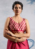 Persian Red Satin Silk Saree with Ajrakh Printed Pallu and Blouse