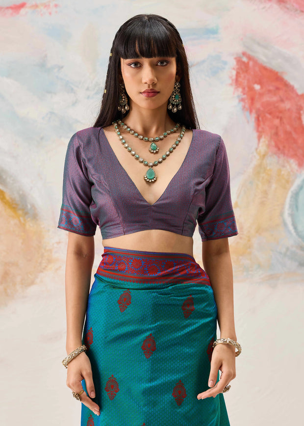 Enamel Blue Woven Kanjivaram Silk Saree